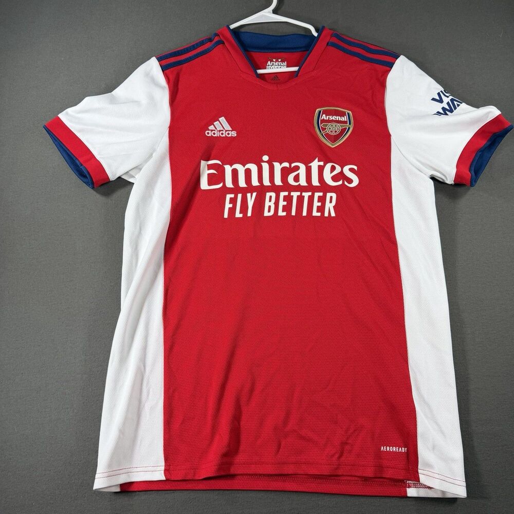 Arsenal FC Smith Rowe #10 Jersey Mens Large Adidas Red Soccer Shirt Kit Gunners - Picture 1 of 6